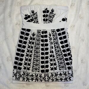 Vintage Y2K B. Moss Black & White Patterned Tie-Back Tube Top – Size Small